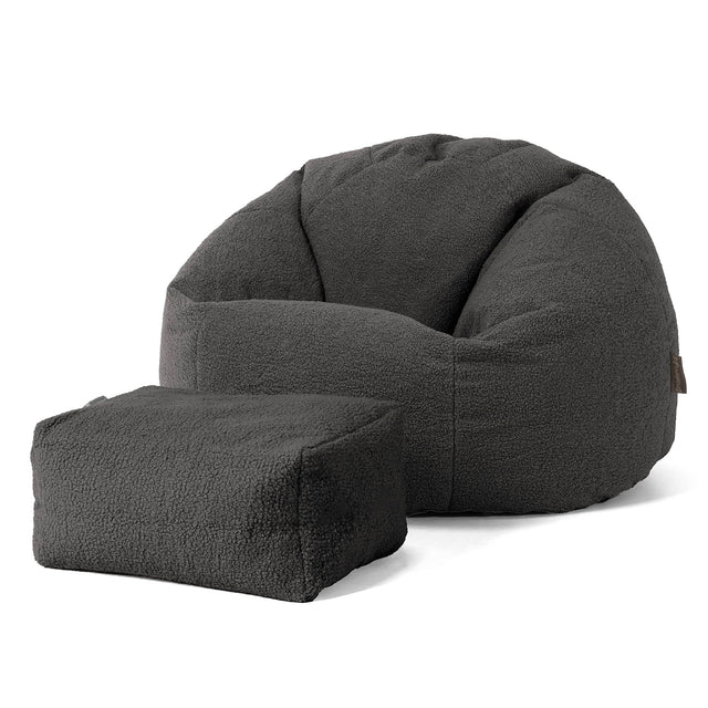 Pouf Poire Classique - Bouclé Anthracite 02