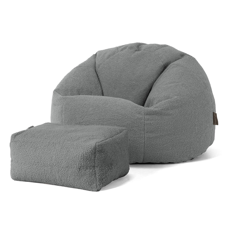 Pouf Poire Classique - Bouclé Gris 02