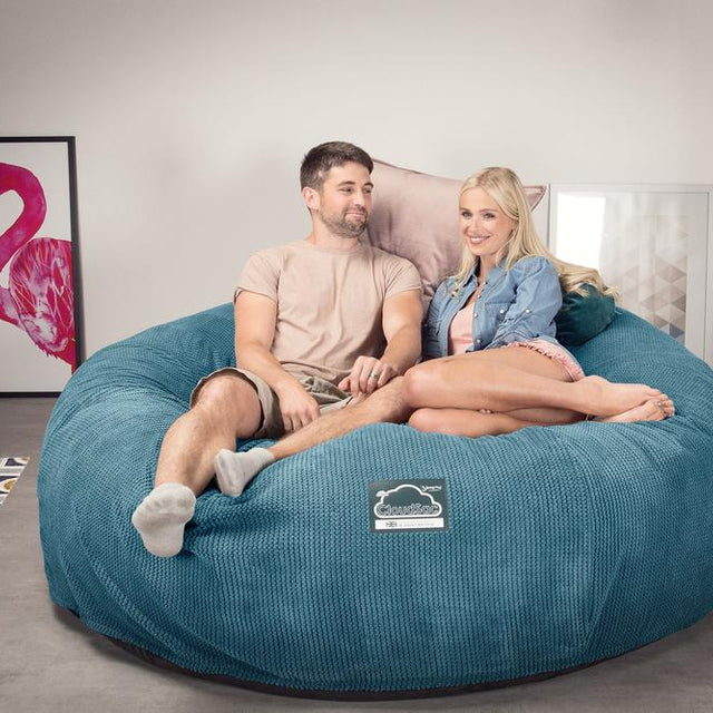Lounge Pug, CloudSac 3000 XXL, Grand Canapé Pouf à Mémoire de Forme, Gros Pouf Sofa, Velours Côtelé Gaufré Mer Égéé