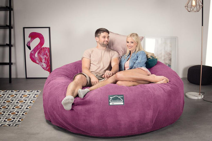 Lounge Pug, CloudSac 3000 XXL, Grand Canapé Pouf à Mémoire de Forme, Gros Pouf Sofa, Velours Côtelé Gaufré Rose