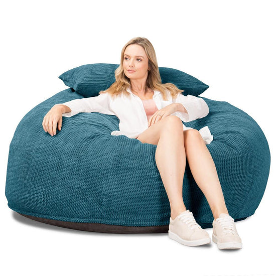 Lounge Pug, CloudSac 1010 XXL, Canapé Pouf Géant XXL à Mémoire de Forme, Gros Pouf Sofa, Velours Côtelé Gaufré Mer Égéé
