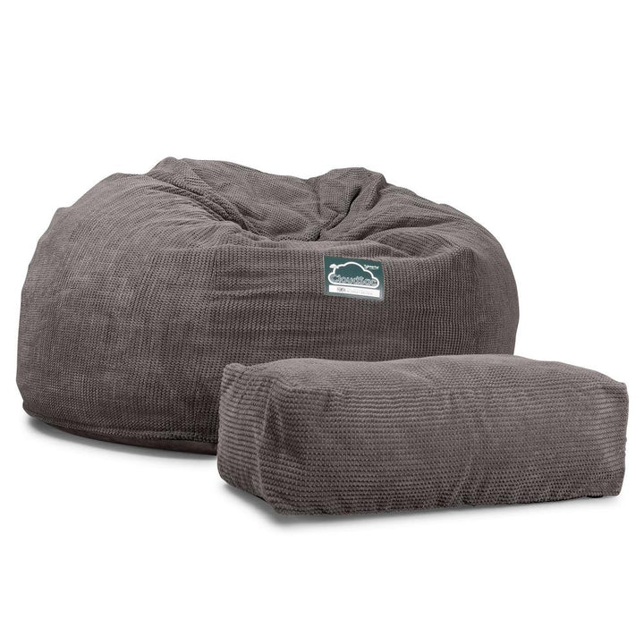 Lounge Pug, CloudSac 1010 XXL, Canapé Pouf Géant XXL à Mémoire de Forme, Gros Pouf Sofa, Velours Côtelé Gaufré Anthracite