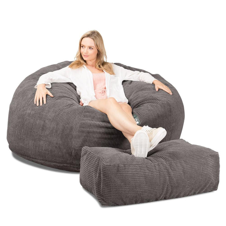 Lounge Pug, CloudSac 1010 XXL, Canapé Pouf Géant XXL à Mémoire de Forme, Gros Pouf Sofa, Velours Côtelé Gaufré Anthracite