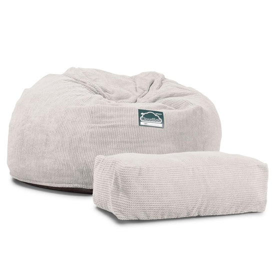 Lounge Pug, CloudSac 1010 XXL, Canapé Pouf Géant XXL à Mémoire de Forme, Gros Pouf Sofa, Velours Côtelé Gaufré Crème