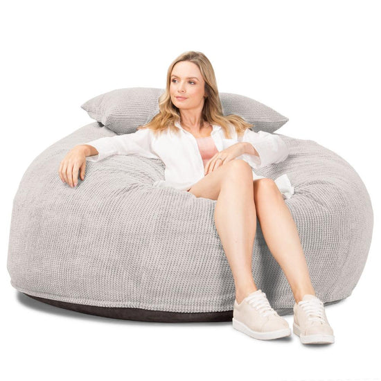 Lounge Pug, CloudSac 1010 XXL, Canapé Pouf Géant XXL à Mémoire de Forme, Gros Pouf Sofa, Velours Côtelé Gaufré Crème