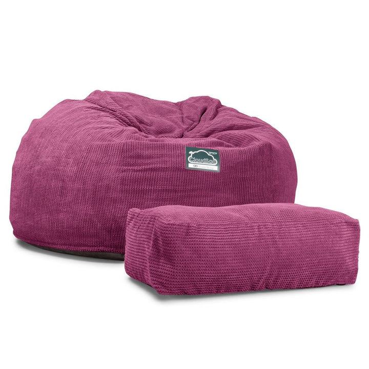 Lounge Pug, CloudSac 1010 XXL, Canapé Pouf Géant XXL à Mémoire de Forme, Gros Pouf Sofa, Velours Côtelé Gaufré Rose
