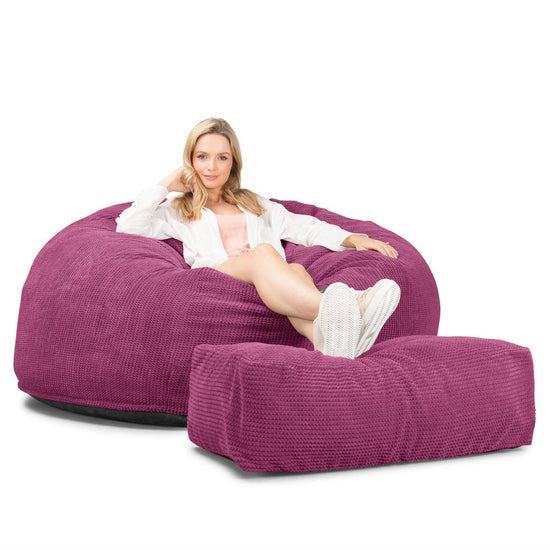 Lounge Pug, CloudSac 1010 XXL, Canapé Pouf Géant XXL à Mémoire de Forme, Gros Pouf Sofa, Velours Côtelé Gaufré Rose