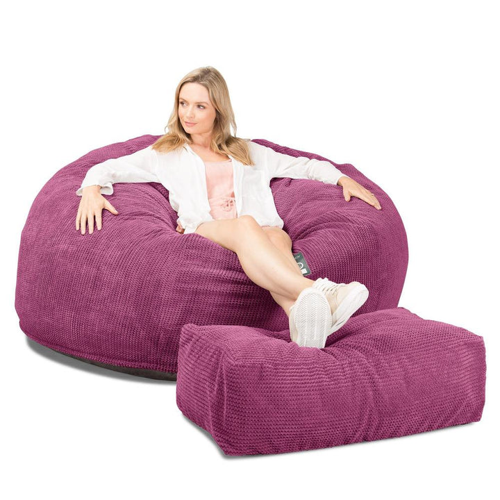Lounge Pug, CloudSac 1010 XXL, Canapé Pouf Géant XXL à Mémoire de Forme, Gros Pouf Sofa, Velours Côtelé Gaufré Rose
