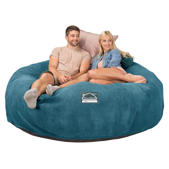 Lounge Pug, CloudSac 3000 XXL, Grand Canapé Pouf à Mémoire de Forme, Gros Pouf Sofa, Velours Côtelé Gaufré Mer Égéé
