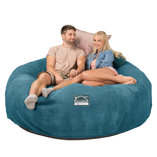Lounge Pug, CloudSac 3000 XXL, Grand Canapé Pouf à Mémoire de Forme, Gros Pouf Sofa, Velours Côtelé Gaufré Mer Égéé