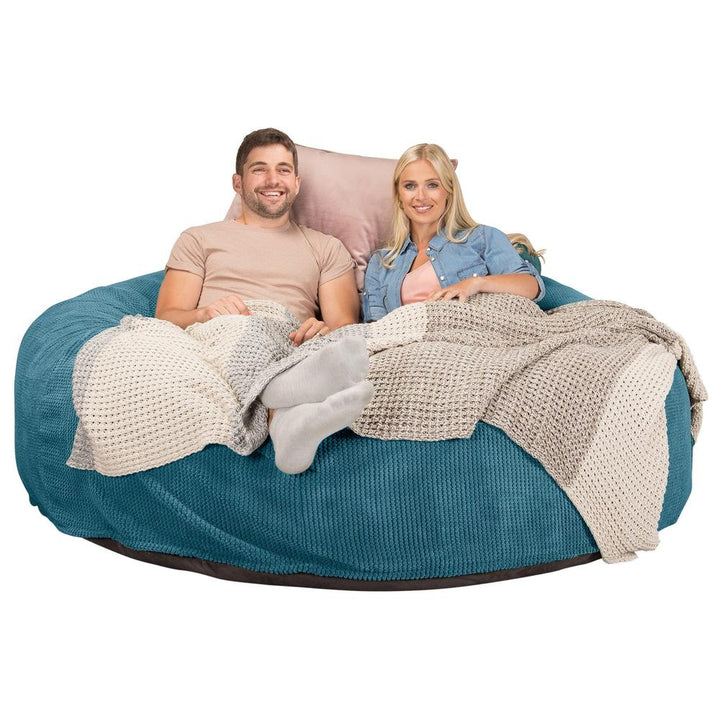 Lounge Pug, CloudSac 3000 XXL, Grand Canapé Pouf à Mémoire de Forme, Gros Pouf Sofa, Velours Côtelé Gaufré Mer Égéé