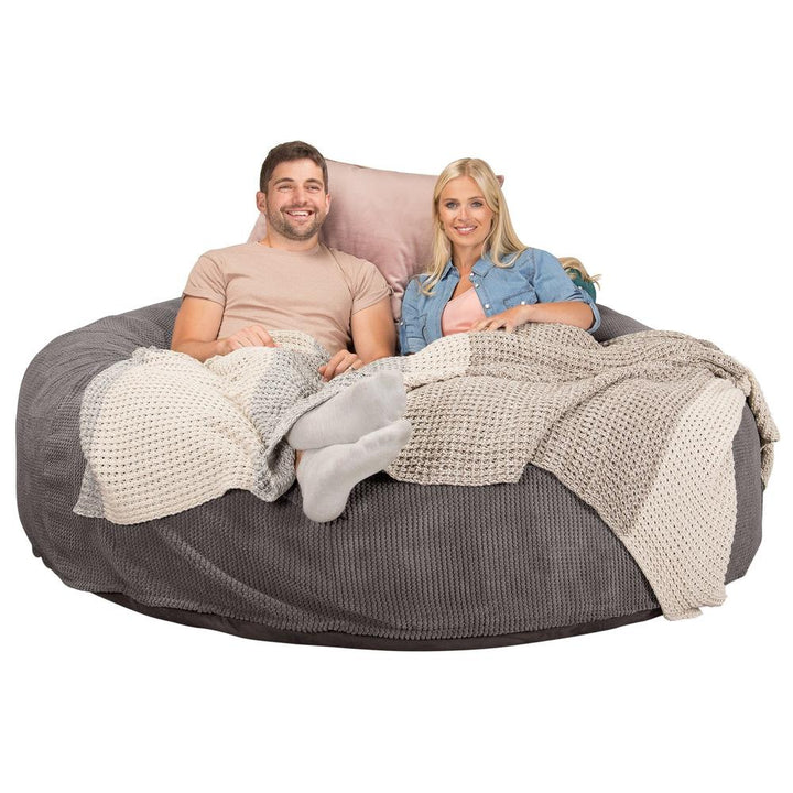 Lounge Pug, CloudSac 3000 XXL, Grand Canapé Pouf à Mémoire de Forme, Gros Pouf Sofa, Velours Côtelé Gaufré Anthracite