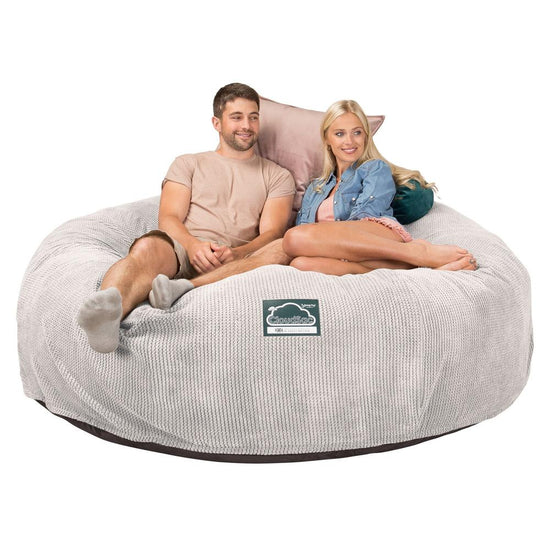 Lounge Pug, CloudSac 3000 XXL, Grand Canapé Pouf à Mémoire de Forme, Gros Pouf Sofa, Velours Côtelé Gaufré Crème