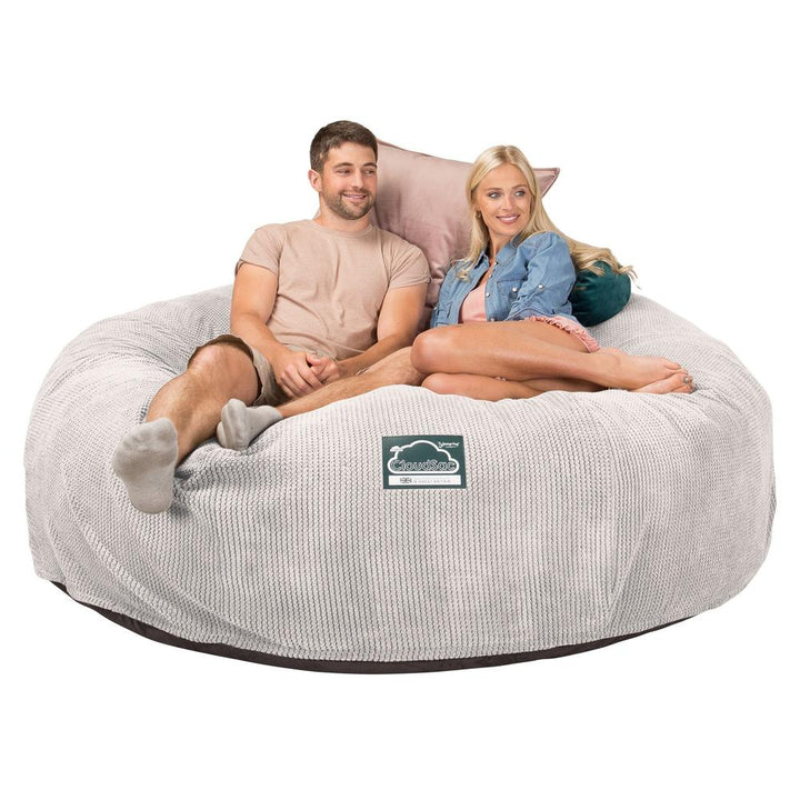 Lounge Pug, CloudSac 3000 XXL, Grand Canapé Pouf à Mémoire de Forme, Gros Pouf Sofa, Velours Côtelé Gaufré Crème