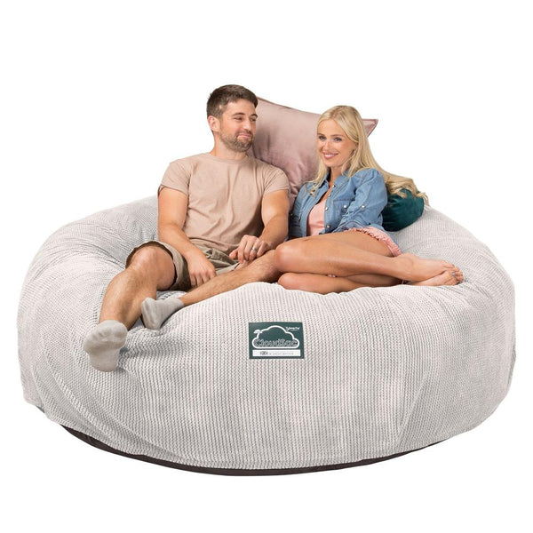 Lounge Pug, CloudSac 3000 XXL, Grand Canapé Pouf à Mémoire de Forme, Gros Pouf Sofa, Velours Côtelé Gaufré Crème
