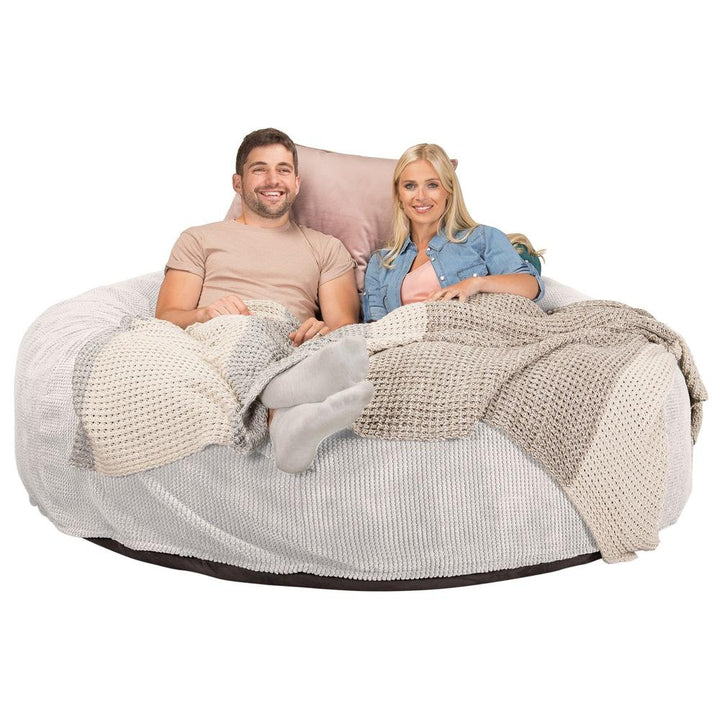 Lounge Pug, CloudSac 3000 XXL, Grand Canapé Pouf à Mémoire de Forme, Gros Pouf Sofa, Velours Côtelé Gaufré Crème