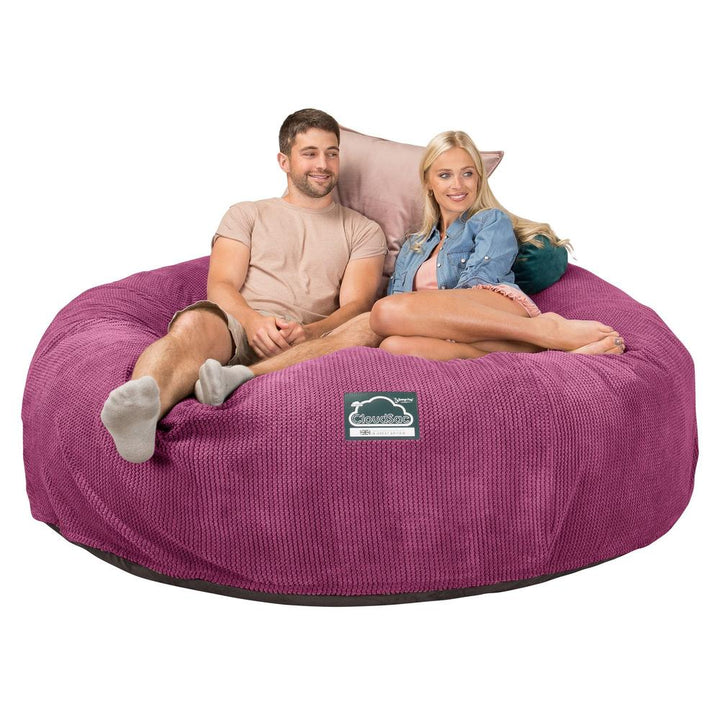 Lounge Pug, CloudSac 3000 XXL, Grand Canapé Pouf à Mémoire de Forme, Gros Pouf Sofa, Velours Côtelé Gaufré Rose