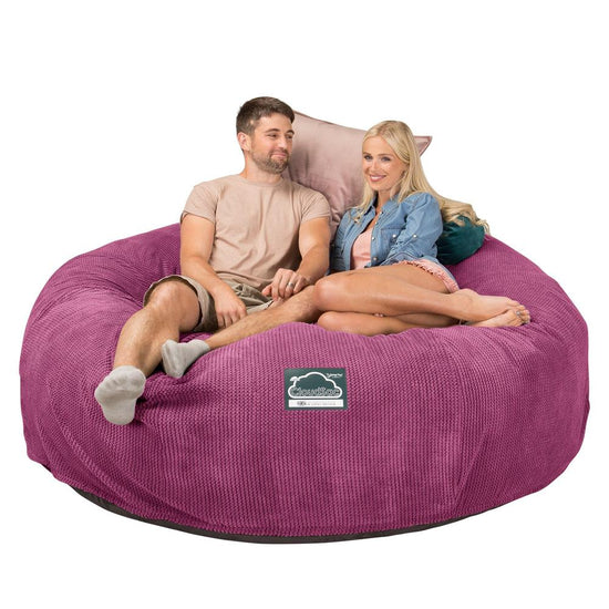 Lounge Pug, CloudSac 3000 XXL, Grand Canapé Pouf à Mémoire de Forme, Gros Pouf Sofa, Velours Côtelé Gaufré Rose