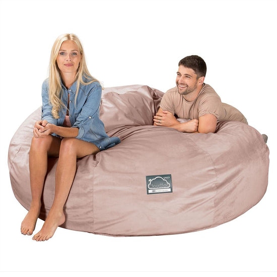 Lounge Pug, CloudSac 3000 XXL, Grand Canapé Pouf à Mémoire de Forme, Gros Pouf Sofa, Velours Rose