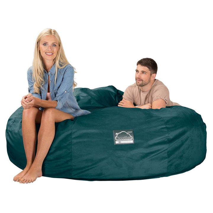 Lounge Pug, CloudSac 3000 XXL, Grand Canapé Pouf à Mémoire de Forme, Gros Pouf Sofa, Velours Mer Égéé