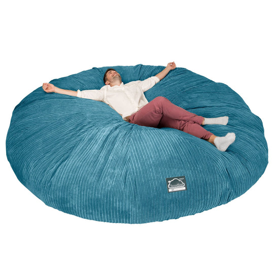 Lounge Pug, CloudSac 5000 XXXXXL, Canapé Pouf Titanesque à Mémoire de Forme, Gros Pouf Sofa, Côtelé Mer Égéé