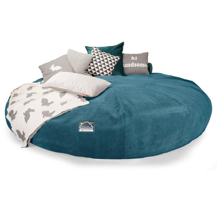 Lounge Pug, CloudSac 5000 XXXXXL, Canapé Pouf Titanesque à Mémoire de Forme, Gros Pouf Sofa, Velours Côtelé Gaufré Mer Égéé