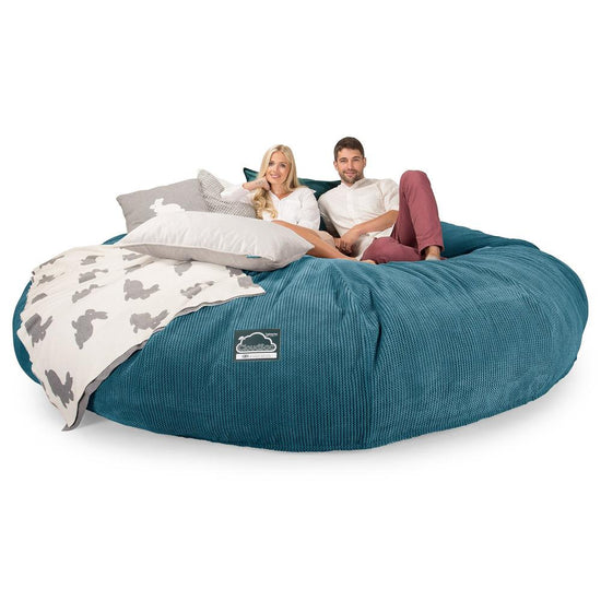 Lounge Pug, CloudSac 5000 XXXXXL, Canapé Pouf Titanesque à Mémoire de Forme, Gros Pouf Sofa, Velours Côtelé Gaufré Mer Égéé