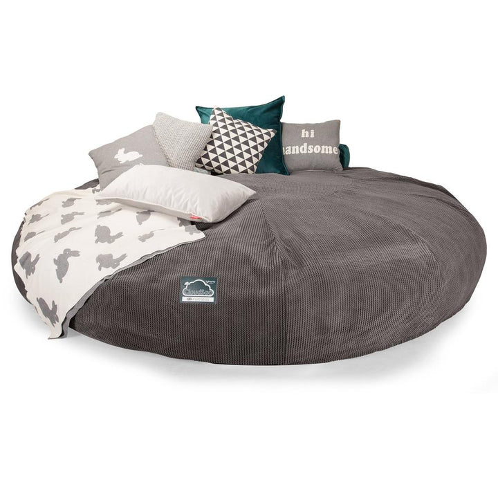Lounge Pug, CloudSac 5000 XXXXXL, Canapé Pouf Titanesque à Mémoire de Forme, Gros Pouf Sofa, Velours Côtelé Gaufré Anthracite
