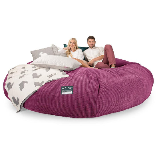 Lounge Pug, CloudSac 5000 XXXXXL, Canapé Pouf Titanesque à Mémoire de Forme, Gros Pouf Sofa, Velours Côtelé Gaufré Rose