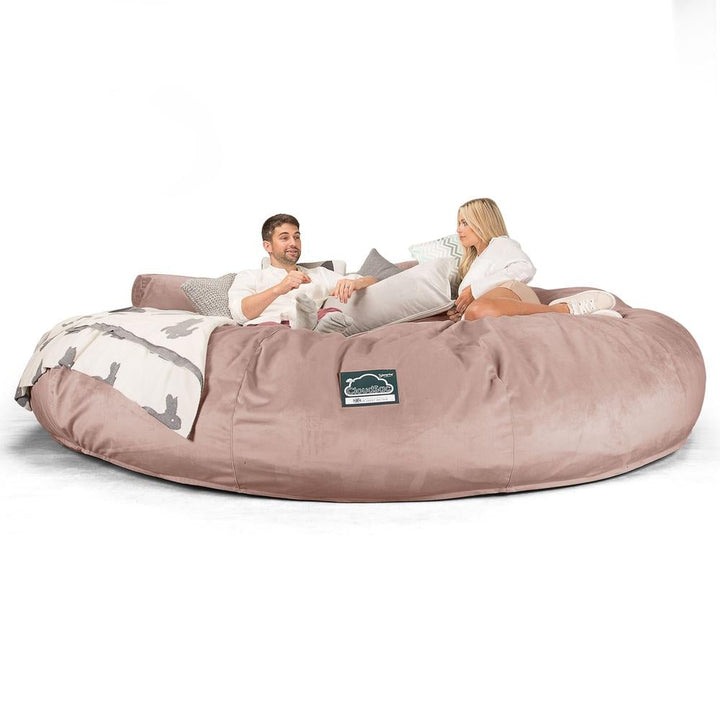 Lounge Pug, CloudSac 5000 XXXXXL, Canapé Pouf Titanesque à Mémoire de Forme, Gros Pouf Sofa, Velours Rose