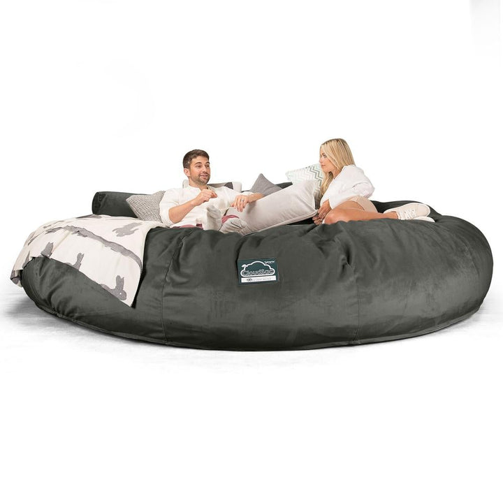 Lounge Pug, CloudSac 5000 XXXXXL, Canapé Pouf Titanesque à Mémoire de Forme, Gros Pouf Sofa, Velours Anthracite