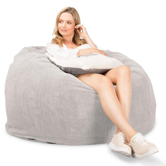Lounge Pug, CloudSac 510 XL, Grand Pouf à Mémoire de Forme, Canapé, Velours Côtelé Gaufré Crème