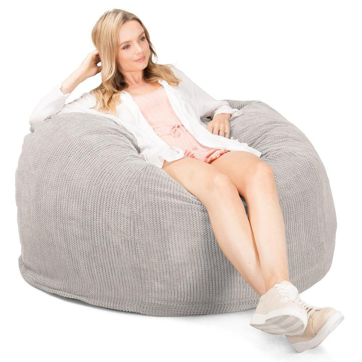 Lounge Pug, CloudSac 510 XL, Grand Pouf à Mémoire de Forme, Canapé, Velours Côtelé Gaufré Crème
