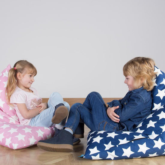 LOUNGE PUG, Chaise Enfant, Pouf Enfant, Imprimé Rose étoile