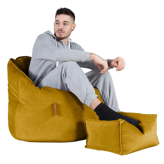 LOUNGE PUG, Pouf Chaise Design, Pouf Poire Super, Velours Or