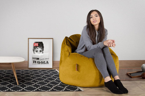LOUNGE PUG, Pouf Chaise Design, Pouf Poire Super, Velours Or