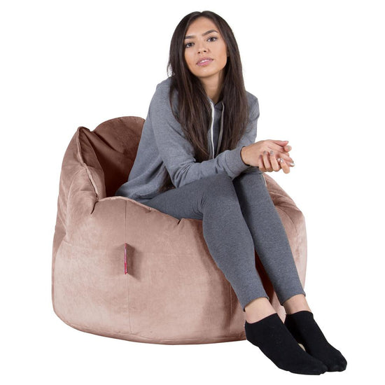 LOUNGE PUG, Pouf Chaise Design, Pouf Poire Super, Velours Rose