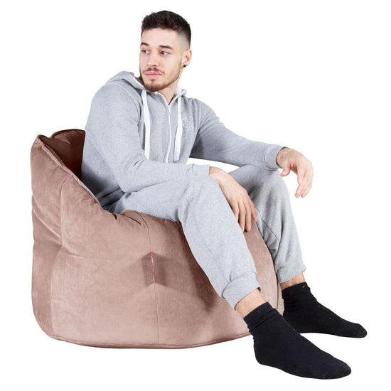 LOUNGE PUG, Pouf Chaise Design, Pouf Poire Super, Velours Rose