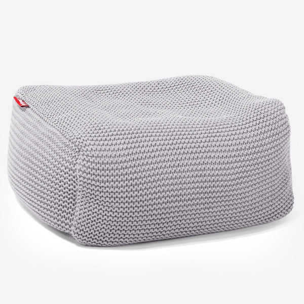 LOUNGE PUG -  Ellos Tricoté - Pouf Repose Pied - Gris clair