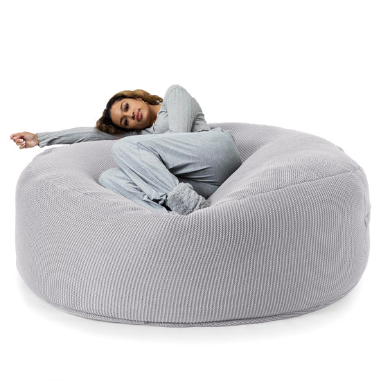 LOUNGE PUG -  Ellos Tricoté - Canapé Pouf Géant 'Grande Mammouth' - Pouf Canapé - Gros Pouf - Gris clair