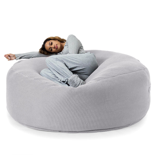LOUNGE PUG -  Ellos Tricoté - Canapé Pouf Géant 'Grande Mammouth' - Pouf Canapé - Gros Pouf - Gris clair