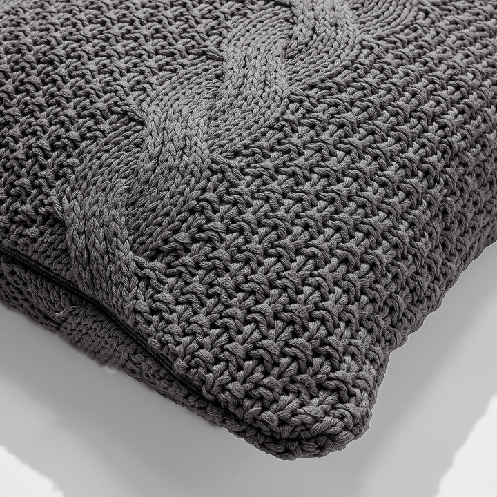 Coussin 47 x 47cm - 100% Coton Cable Gris 02