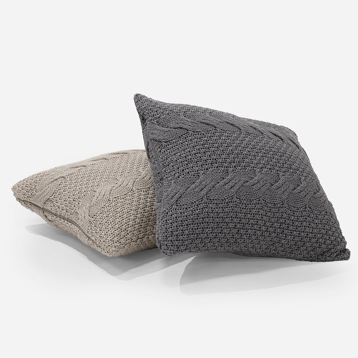 Coussin 47 x 47cm - 100% Coton Cable Gris 03
