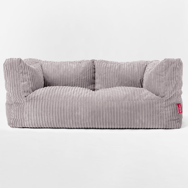 Canapé Pouf Géant Albert pour Enfants 2 places 2-14 ans - Côtelé Gris Argent 03