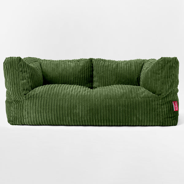 Canapé Pouf Géant Albert pour Enfants 2 places 2-14 ans - Côtelé Vert Forêt 01