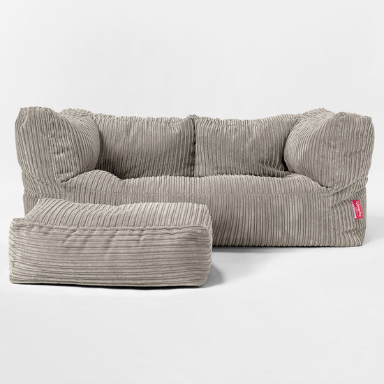 Canapé Pouf Géant Albert pour Enfants 2 places 2-14 ans - Côtelé Vison 02