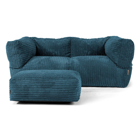 Canapé Pouf Albert 2 places - Côtelé Bleu Marine 02