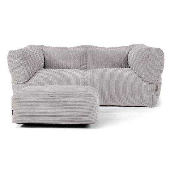 Canapé Pouf Albert 2 places - Côtelé Gris Argent 02
