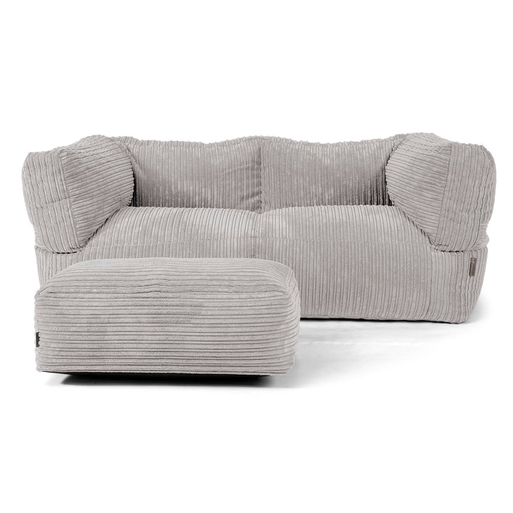 Canapé Pouf Albert 2 places - Côtelé Gris Argent 02
