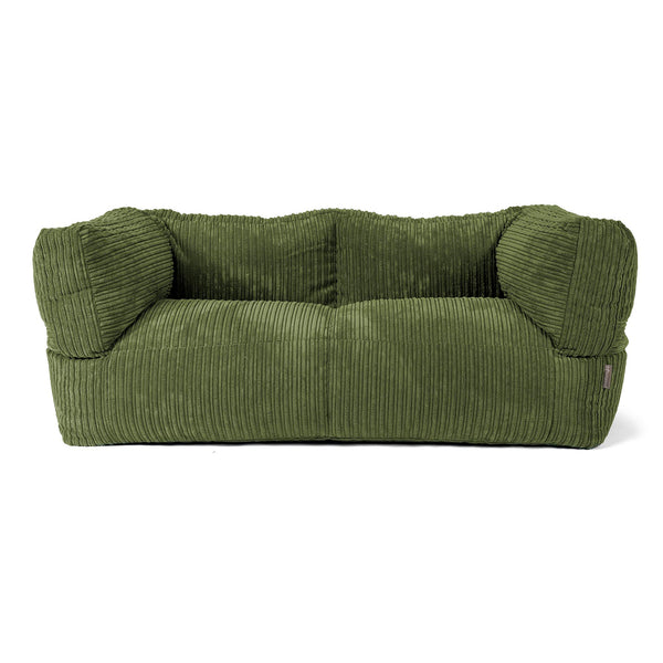 Canapé Pouf Albert 2 places - Côtelé Vert Forêt 01